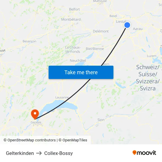 Gelterkinden to Collex-Bossy map