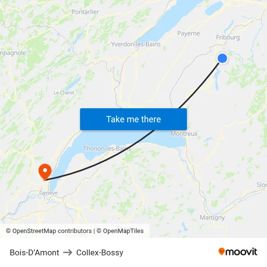 Bois-D’Amont to Collex-Bossy map
