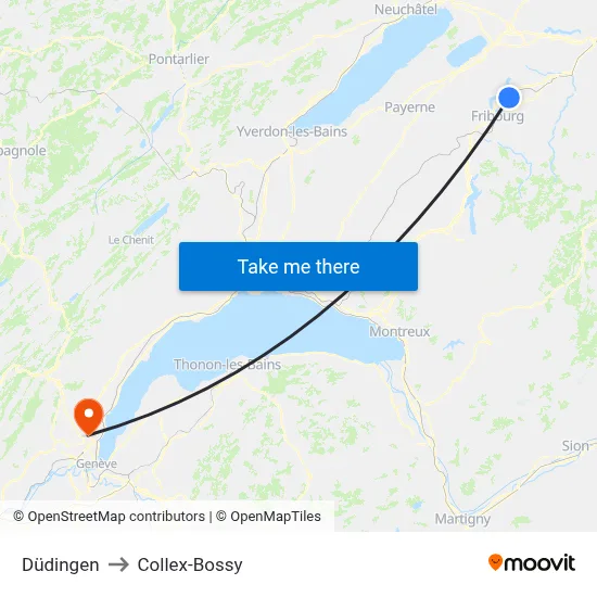Düdingen to Collex-Bossy map