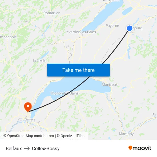 Belfaux to Collex-Bossy map