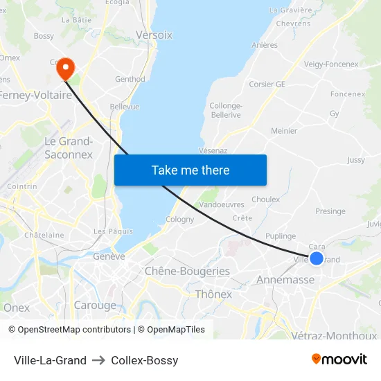 Ville-La-Grand to Collex-Bossy map