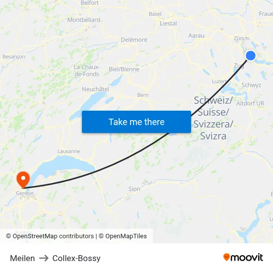Meilen to Collex-Bossy map