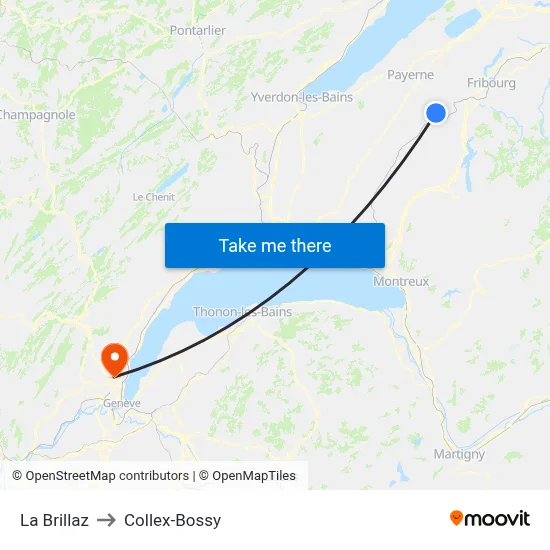 La Brillaz to Collex-Bossy map