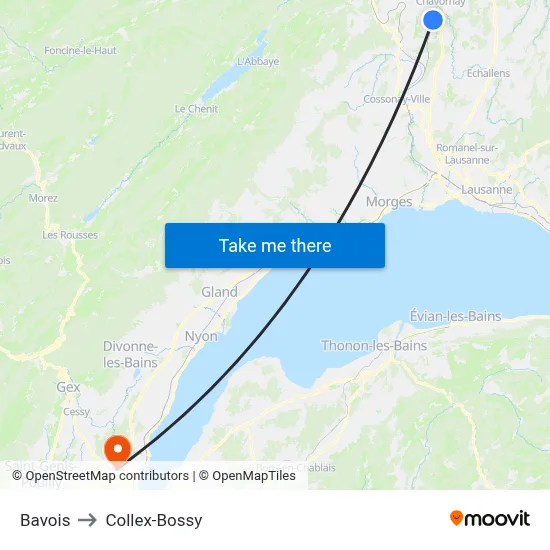 Bavois to Collex-Bossy map