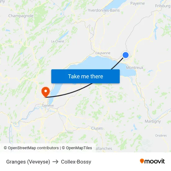 Granges (Veveyse) to Collex-Bossy map