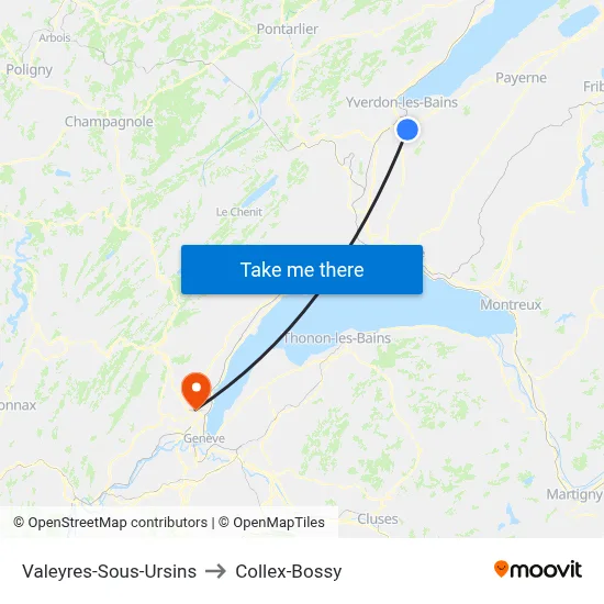 Valeyres-Sous-Ursins to Collex-Bossy map
