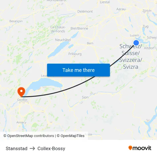 Stansstad to Collex-Bossy map