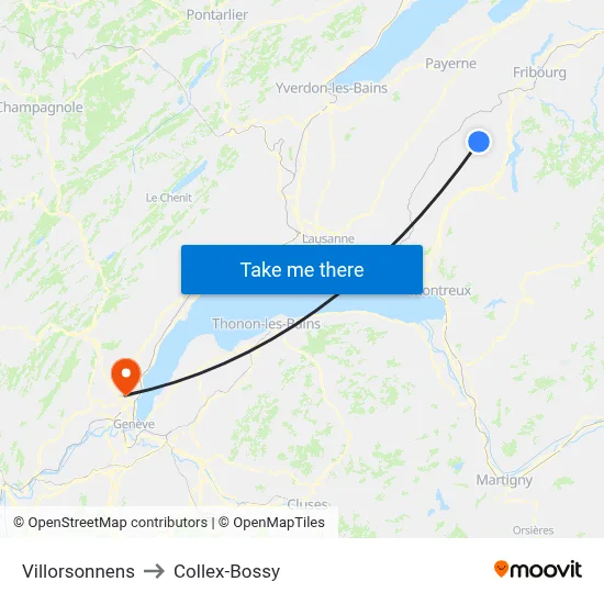 Villorsonnens to Collex-Bossy map