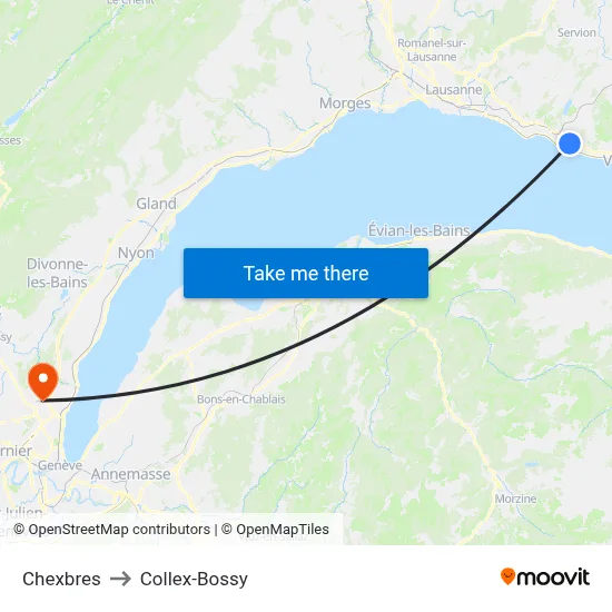 Chexbres to Collex-Bossy map
