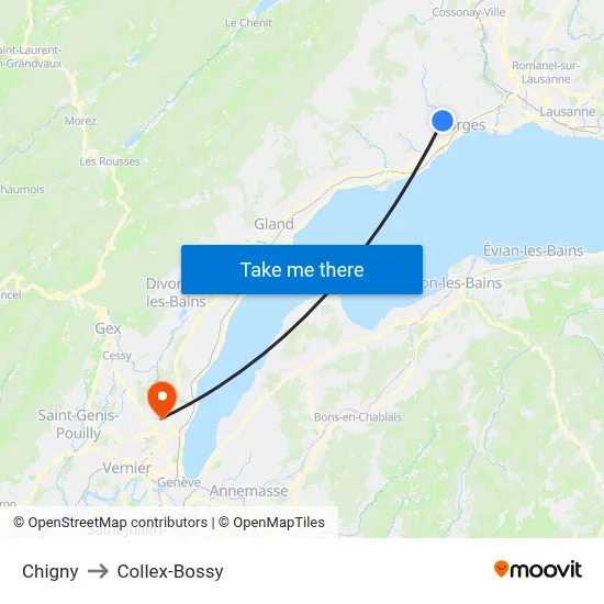 Chigny to Collex-Bossy map