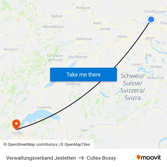 Verwaltungsverband Jestetten to Collex-Bossy map