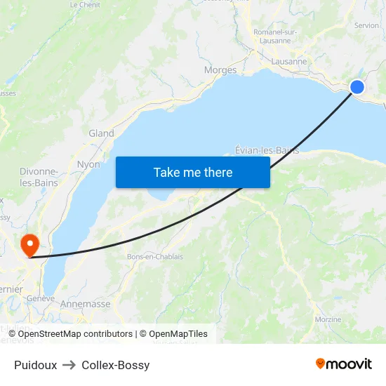Puidoux to Collex-Bossy map