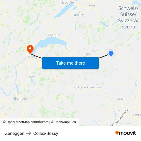 Zeneggen to Collex-Bossy map