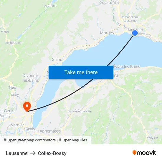 Lausanne to Collex-Bossy map