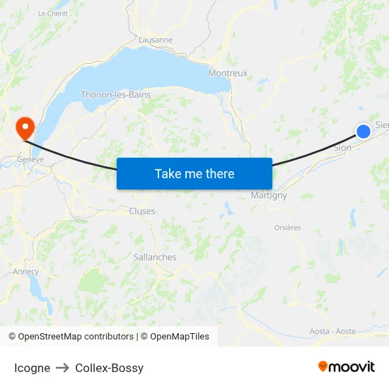 Icogne to Collex-Bossy map