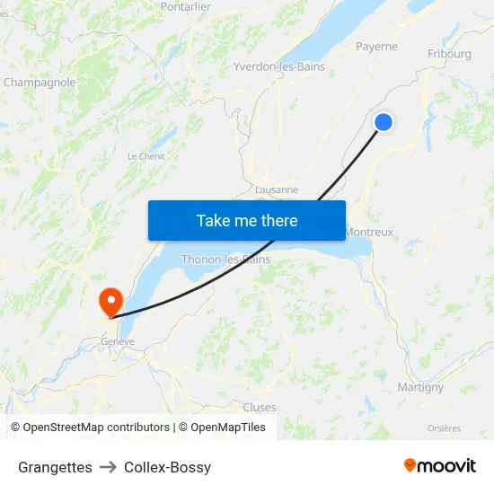 Grangettes to Collex-Bossy map