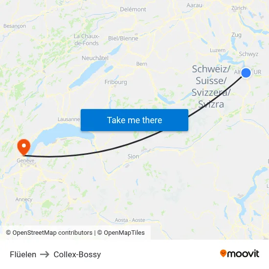 Flüelen to Collex-Bossy map