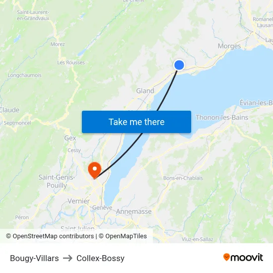 Bougy-Villars to Collex-Bossy map