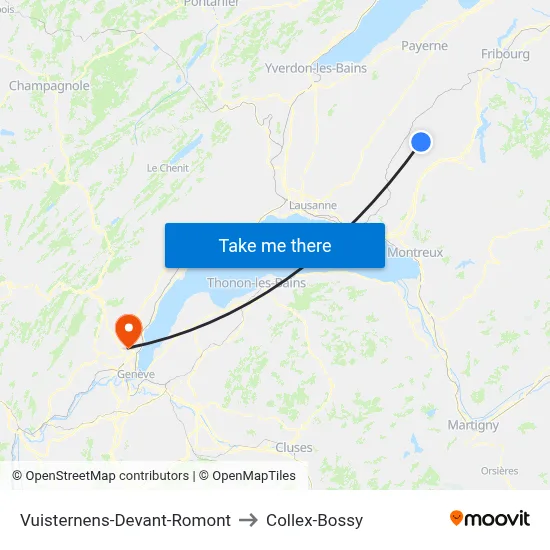 Vuisternens-Devant-Romont to Collex-Bossy map