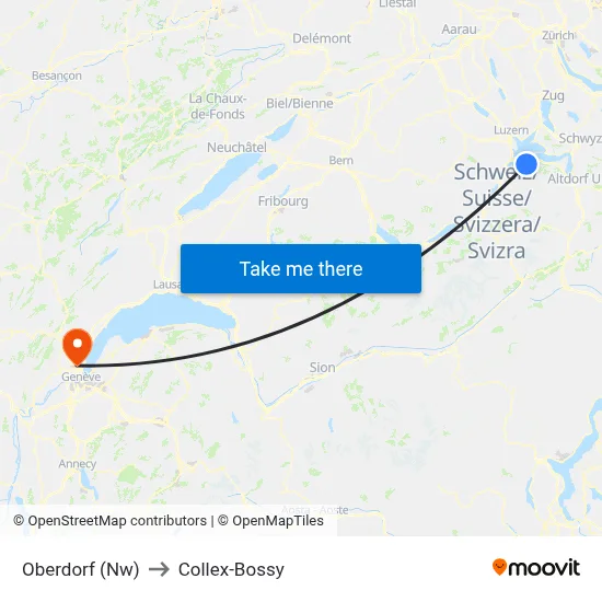 Oberdorf (Nw) to Collex-Bossy map