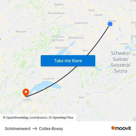 Schönenwerd to Collex-Bossy map