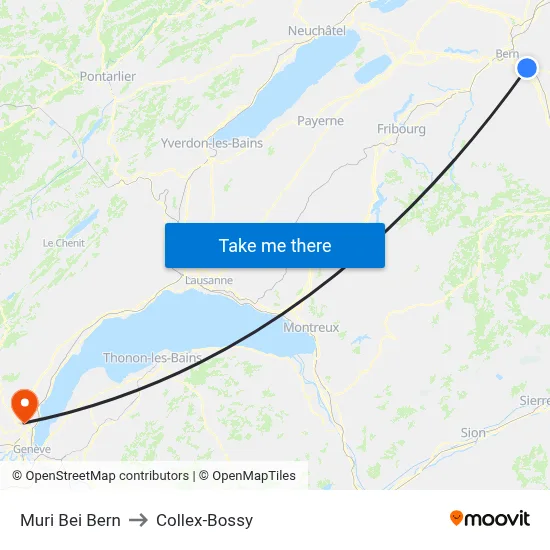 Muri Bei Bern to Collex-Bossy map