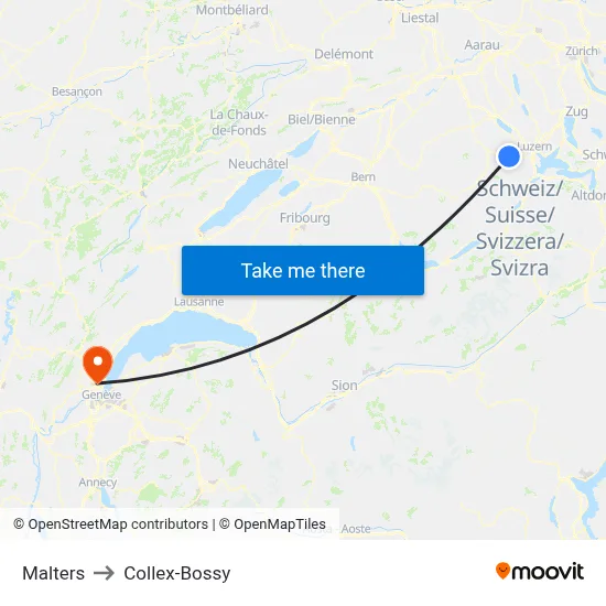 Malters to Collex-Bossy map