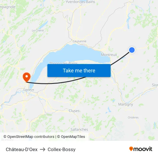 Château-D'Oex to Collex-Bossy map