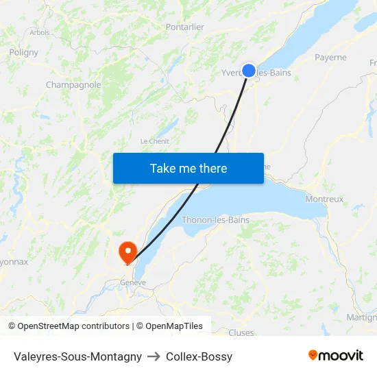 Valeyres-Sous-Montagny to Collex-Bossy map