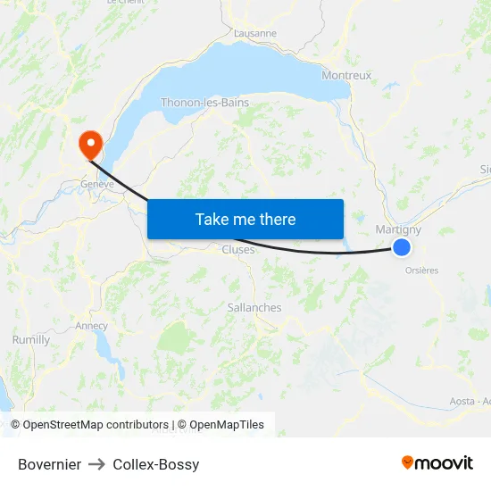 Bovernier to Collex-Bossy map