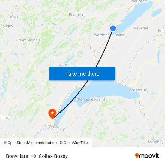 Bonvillars to Collex-Bossy map