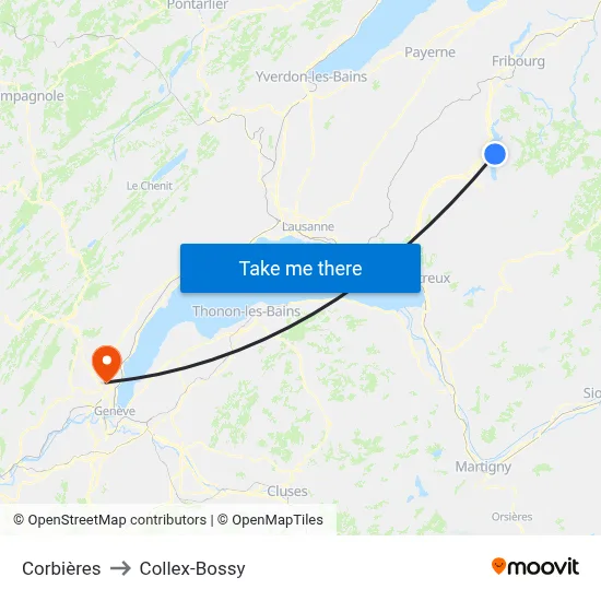 Corbières to Collex-Bossy map