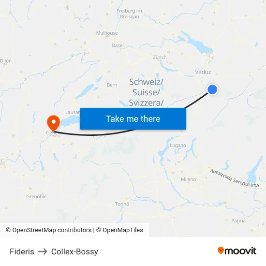 Fideris to Collex-Bossy map