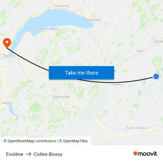 Evolène to Collex-Bossy map