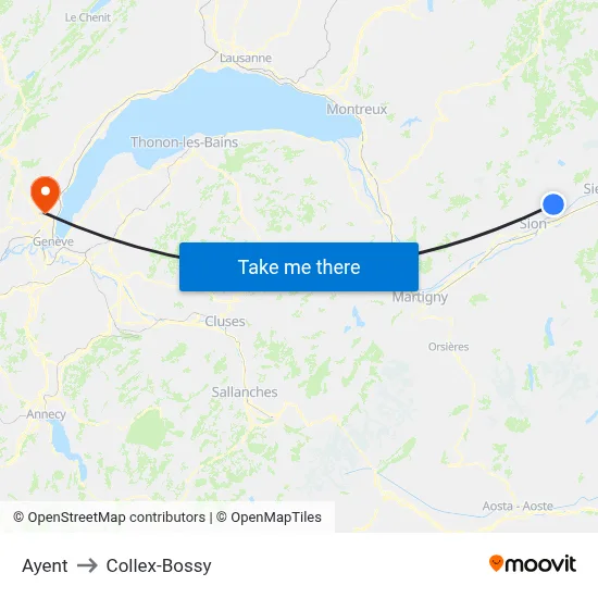 Ayent to Collex-Bossy map