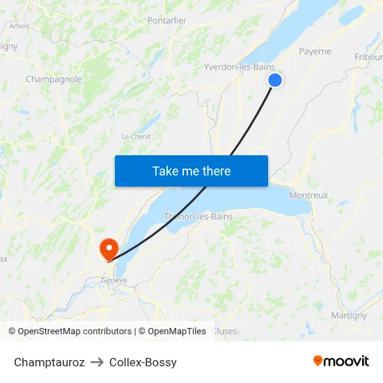 Champtauroz to Collex-Bossy map