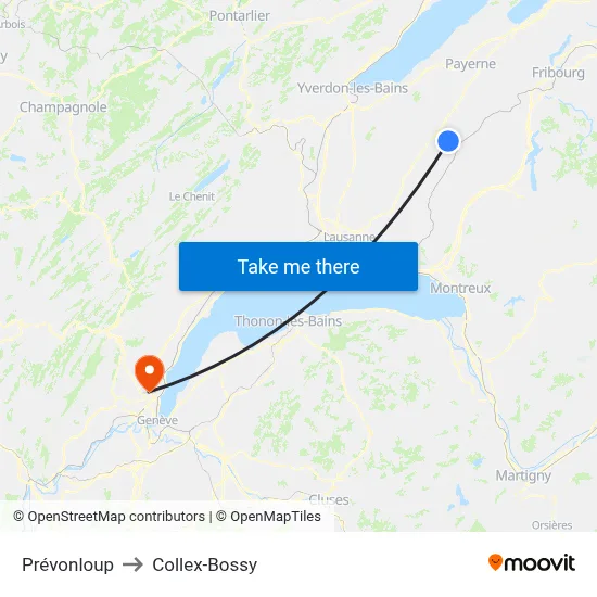 Prévonloup to Collex-Bossy map