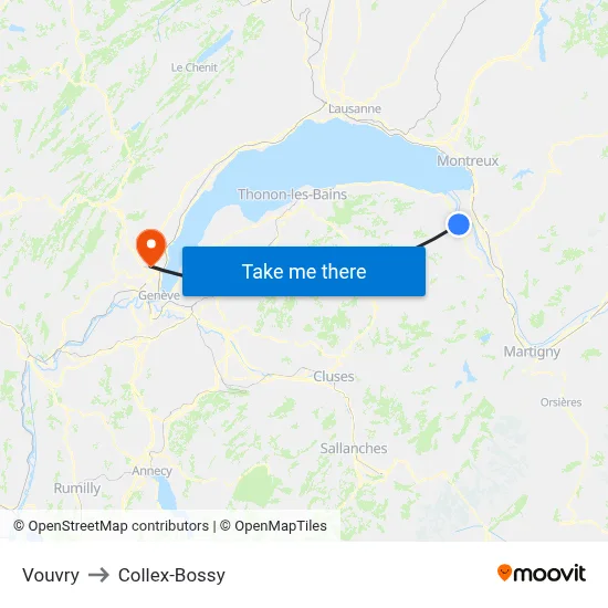 Vouvry to Collex-Bossy map
