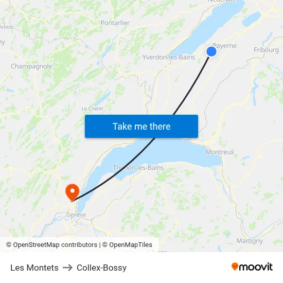 Les Montets to Collex-Bossy map
