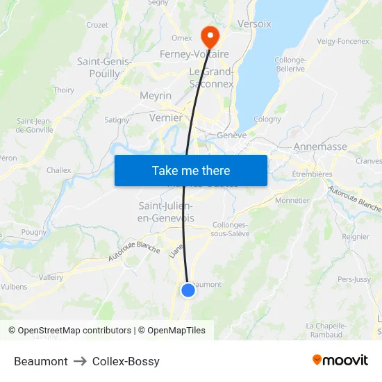Beaumont to Collex-Bossy map