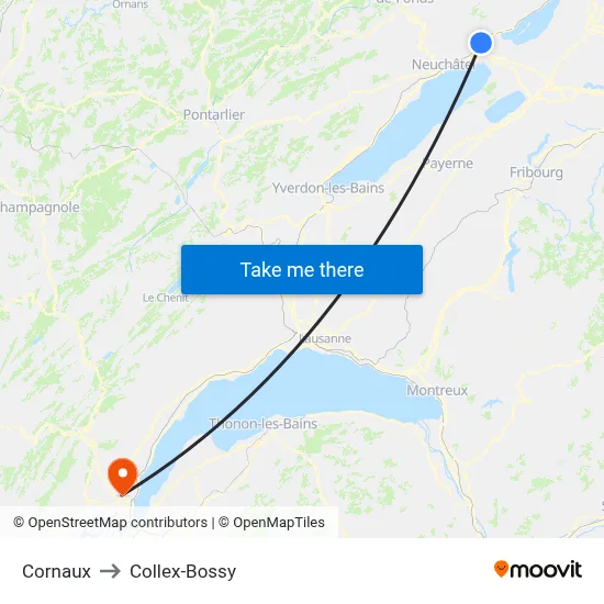 Cornaux to Collex-Bossy map