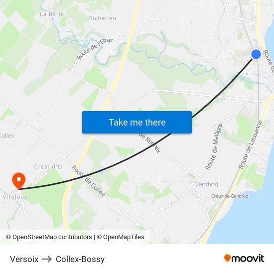 Versoix to Collex-Bossy map
