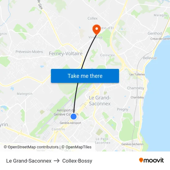 Le Grand-Saconnex to Collex-Bossy map