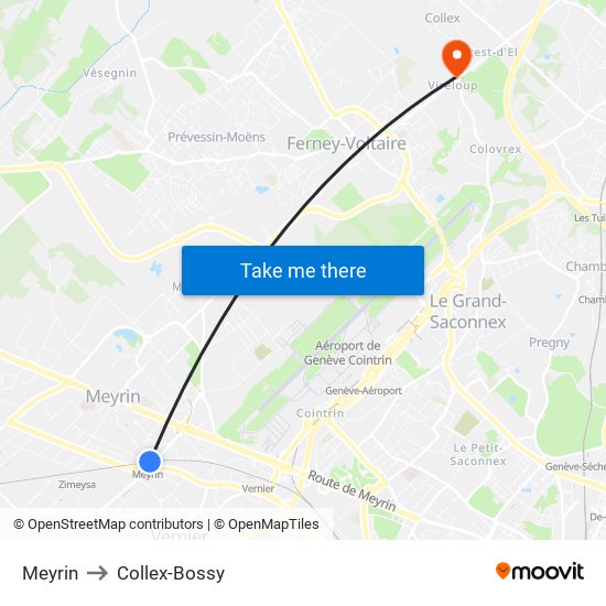 Meyrin to Collex-Bossy map