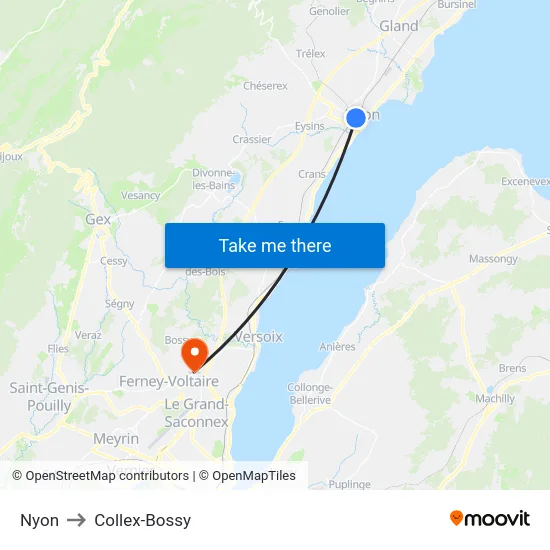 Nyon to Collex-Bossy map