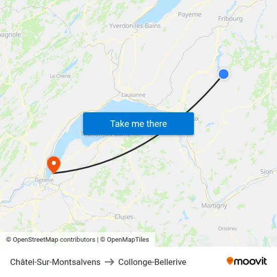 Châtel-Sur-Montsalvens to Collonge-Bellerive map