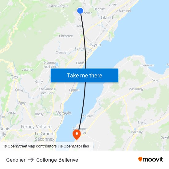 Genolier to Collonge-Bellerive map