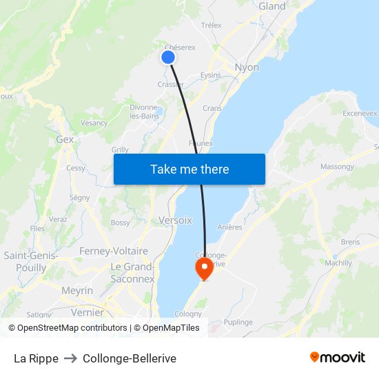 La Rippe to Collonge-Bellerive map