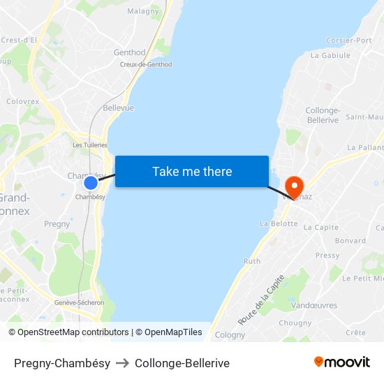 Pregny-Chambésy to Collonge-Bellerive map