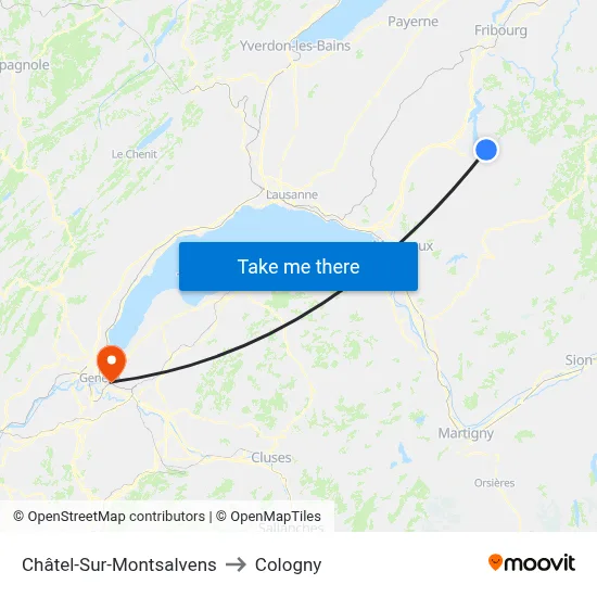 Châtel-Sur-Montsalvens to Cologny map